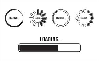 Set of loading bar icons. Download progress icons, Progress bar loading signs. Collection loading status bar in different style, vector