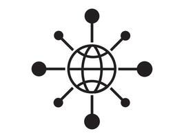 global network icons, Digital technology, social network, global connect, simple business logo. Black linear icon vector