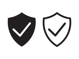 Shield with check mark icon. Protection approve sign. Security shield protected icon. vector