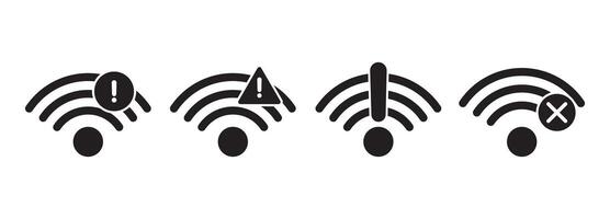 WIFI and wireless problem icon. Internet connection problem icons. WIFI signal wireless connection vector