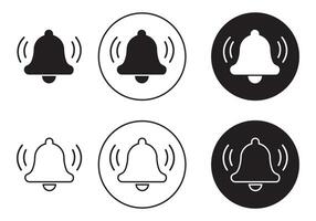 Notification bell icon set, feel and outline icon, On and off alarm and message. Set of ringing bells with new notification vector