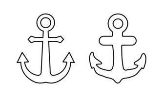 Ship anchor thin line icon set, Nautical symbol. Simple anchor outline style. vector