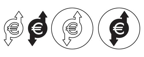 Money transfer icon in outline. Currency exchange. money conversion. euro symbol design for mobile app, ui, web. illustration vector