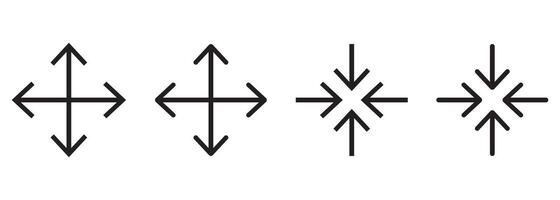 Full screen and exit full screen icon set. Full screen and exit full screen icon set. Arrow mark icons. Scalability icons in flat style for web site, UI, mobile app. vector