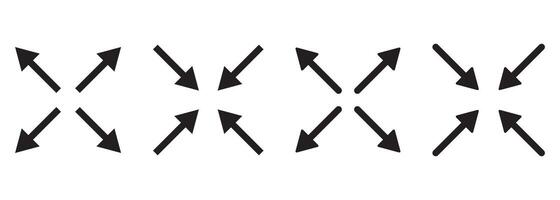 Full screen and exit full screen icon set. Full screen and exit full screen icon set. Arrow mark icons. Scalability icons in flat style for web site, UI, mobile app. vector