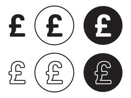 UK pound sterling currency circle icon set, solid and outline design, simple to use for business needs and to complement presentations. vector