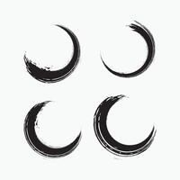Brush strokes collection Black color Or circles artistic elements and Wave pattern design .eps vector