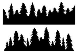 pine trees silhouette. forest border vector