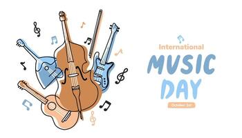 Line Art for International Music Day Instruments in Flat Handwritten Style vector
