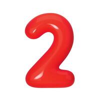 3D red number 2 isolated on white background. Three-dimensional illustration digit two for holidays, birthdays and discounts. Bright and realistic design, perfect for greetings and festivities vector