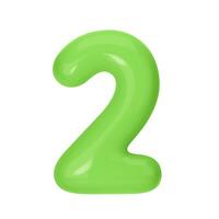 Numeral 2 - Green Plastic Balloon Number two Isolated on White Background. 3D Style Illustration vector