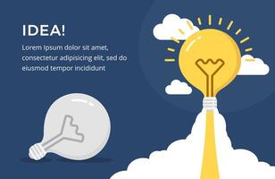 Idea concept with lightbulb as a rocket, start-up concept vector