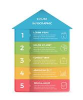 Infographic template with house divided on five elements vector