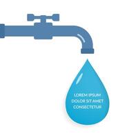 Tap with big water drop with place for text vector