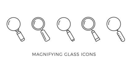 Magnifying Glass Line Icons vector