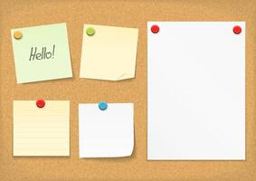 Bulletin board with paper notes vector