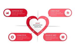 Infographic template with heart divided on four elements vector
