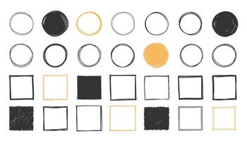 Hand Drawn Circles and Squares vector