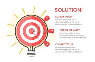 Solution concept with target with 3 arrows vector