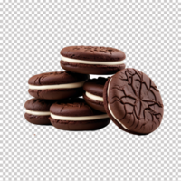 Oreo chocolate cookies in stack for brand embems Isolated background psd