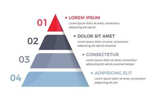 Pyramid with four elements with place for your text vector