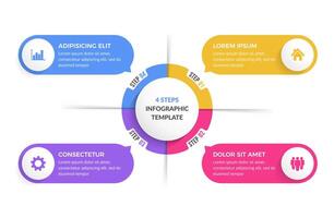 Circle diagram with 4 steps with place for your text and icons, infographic template vector