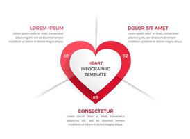 Infographic template with heart divided on three elements vector