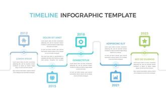 Horizontal timeline template with five elements vector