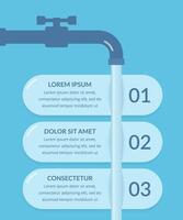 Infographic template with three elements with tap and water vector