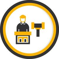 Judge Glyph Two Color Circle Icon vector