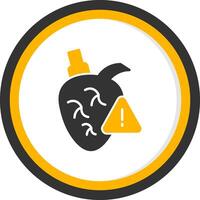 Heart Attack Glyph Two Color Circle Icon vector