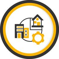 Hybrid Work Glyph Two Color Circle Icon vector