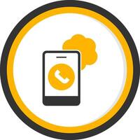 Cloud Based Calling Glyph Two Color Circle Icon vector
