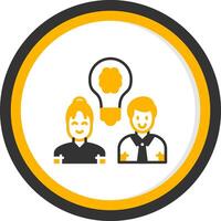 Team Idea Glyph Two Color Circle Icon vector