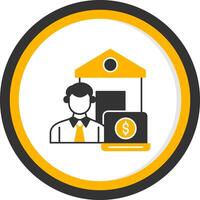 Work From Home Glyph Two Color Circle Icon vector