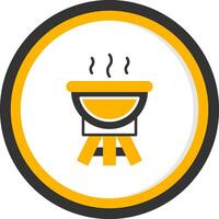 BBQ Grill Glyph Two Color Circle Icon vector