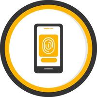 Fingerprint Scanner Glyph Two Color Circle Icon vector