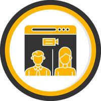 Web Conference Glyph Two Color Circle Icon vector