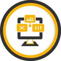 Analysis Glyph Two Color Circle Icon vector