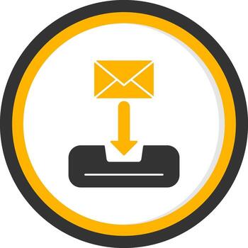 Inbox Glyph Two Color Circle Icon vector