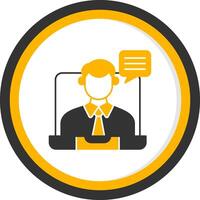 Virtual Meeting Glyph Two Color Circle Icon vector