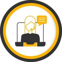 Remote Worker Glyph Two Color Circle Icon vector