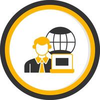 Remotely Working Glyph Two Color Circle Icon vector