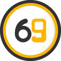 Sixty nine Glyph Two Color Circle Icon vector