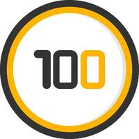 One hundred Glyph Two Color Circle Icon vector
