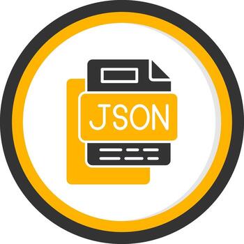 Json File Glyph Two Color Circle Icon vector