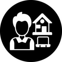 Work At Home Circle Inverted Icon vector