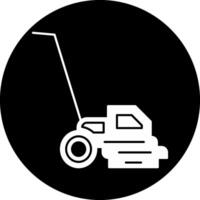 Lawn Mover Circle Inverted Icon vector