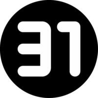 Thirty one Circle Inverted Icon vector
