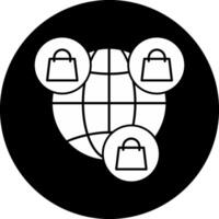 Worldwide Shopping Circle Inverted Icon vector